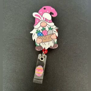 Retractable Reel Badge Holder Pediatric Nurse ER Nursing Easter Bunny Egg Gnome